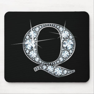 "Q" Diamond Bling Mousepad Muismat