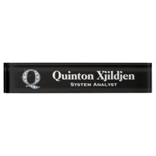 Q Faux Diamond Desk Plaque signalétique