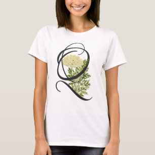 Q initial, T-shirt en dentelle de la Reine Anne Vi