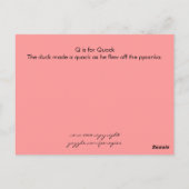 Q is voor Quack Briefkaart (Achterkant)
