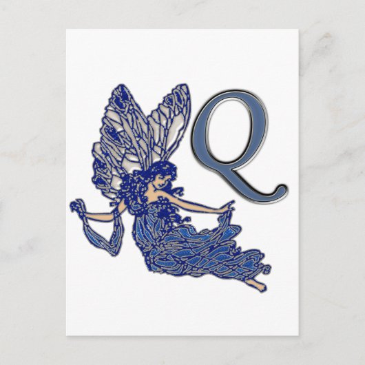 Q Monogram Angel Briefkaart (Voorkant)
