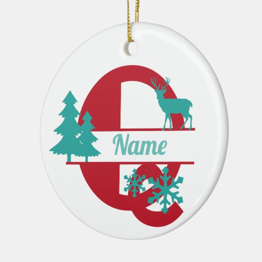 Q Monogram Initiaal kerstfeestdag Ornament (Links)