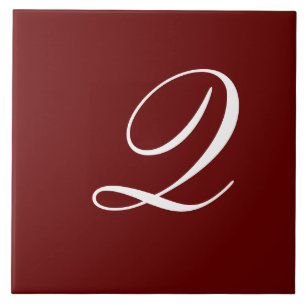 Q Monogram Initiaal Wit op Maroon Tegeltje