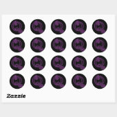 Q Monogram Paarse Neon Ronde Sticker (Vel)