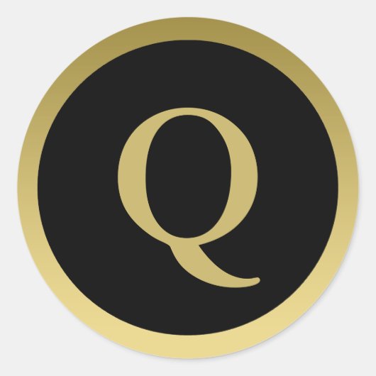 Q :: Monogram Q Elegant Stickers Or et Noir (Devant)