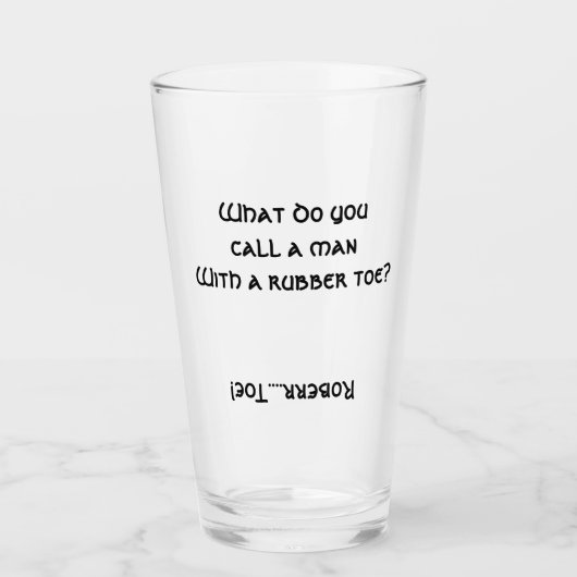 Q&Q MAN MET EEN RUBBEREN TEEN? glazen bierpint (Voorkant)