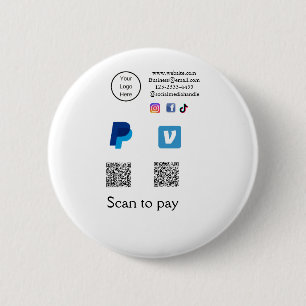 Q R-code PayPal venmo scan betalen voeg social med Ronde Button 5,7 Cm