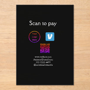 Q R code venmo scan om te betalen add logo social  Acryl Uitnodigingen