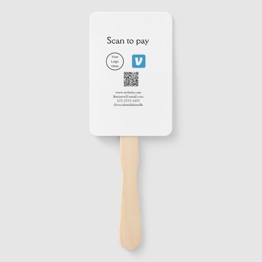 Q R code venmo scan om te betalen add logo social  Handwaaier (Achterkant)