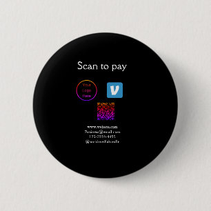 Q R code venmo scan om te betalen add logo social Ronde Button 5,7 Cm