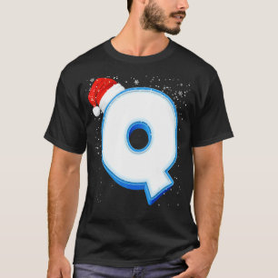 Q Sneeuwwitje Hoofdletter Kerstmis Monogram Alfabe T-shirt