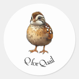 Q voor Quail Ronde Sticker