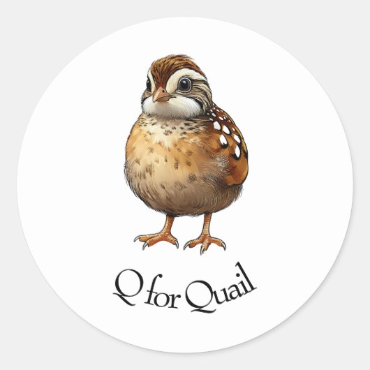 Q voor Quail Ronde Sticker (Voorkant)