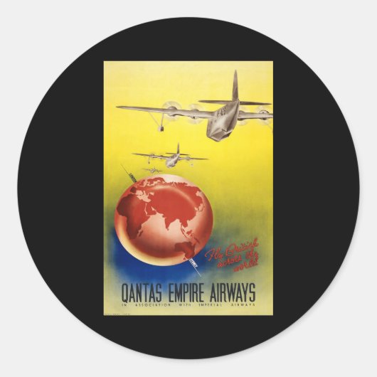 Qantas Empire Airways Ronde Sticker (Voorkant)