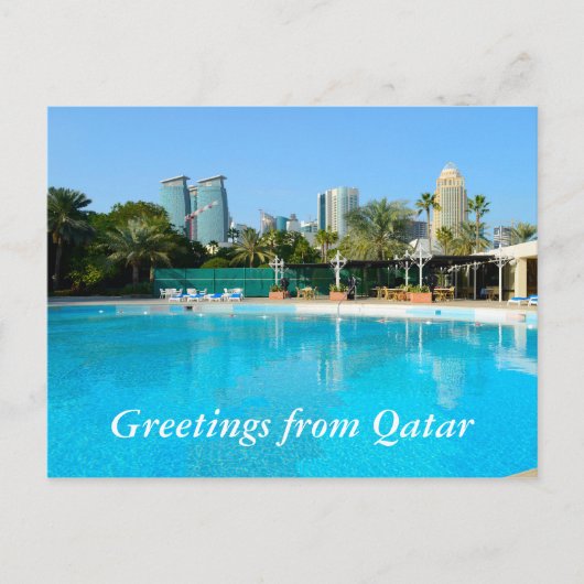 Qatar, Doha pool et carte postale skyline (Devant)