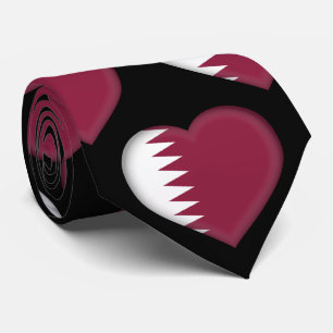 Qatar Flag Colors Heart Patroon Stropdas