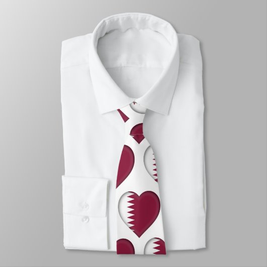Qatar Flag Colors Heart Pattern Stropdas (Gebonden)