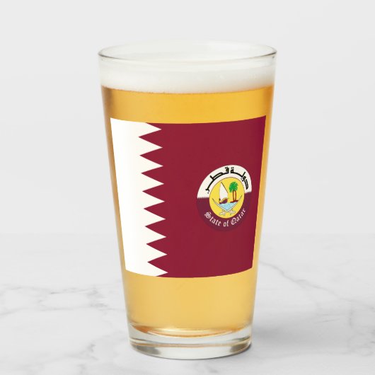 Qatar flag-Emblem Glas (Voorkant gevuld)