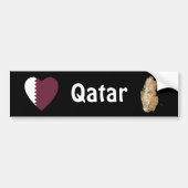 Qatar Flag Heart + Map Bumpersticker (Voorkant)