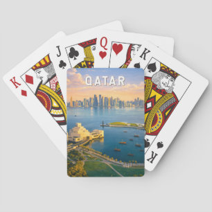 Qatar Illustratie Reis Kunst Vintage Pokerkaarten