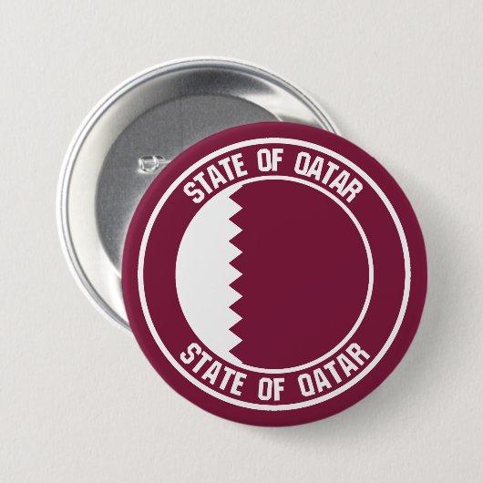 Qatar Round Emblem Ronde Button 7,6 Cm (Voorkant /achterkant)