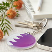 Qatar Round Icon-vlag Sleutelhanger (Voorkant Rechts)