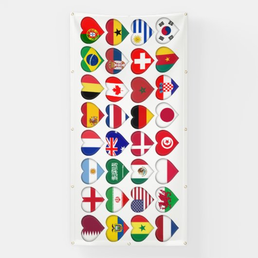 Qatar Tournament 32 Landvlaggen Spandoek (Verticaal)