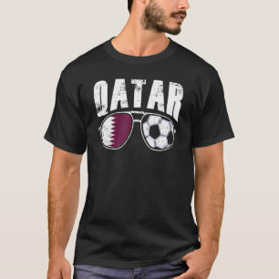 Qatar Vlag Football Zonnebril Qataris Fan Voetbal T-shirt