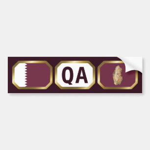 Qatar Vlag Landkaart Code Bumpersticker