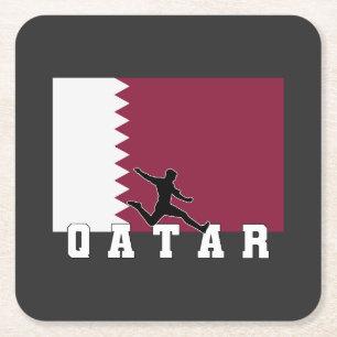 Qatar Voetbal Qatar Nationaal Elftal Vierkante Kartonnen Onderzetter
