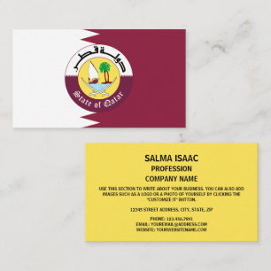 Qatarese vlag & embleem, vlag van Qatar Visitekaartje