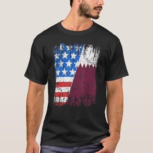 Qatari American Flag Qatar Usa T-shirt (Voorkant)