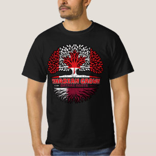 Qatari Qatar Canadian Canada Tree Roots Flag T-shirt