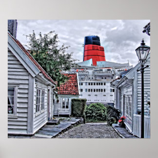 QE2 bij Stavanger Poster