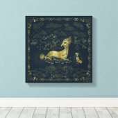 Qilin at Rest Golden Tapestry Canvas Afdruk (Insitu (Houten vloer))