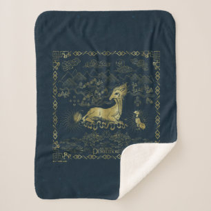 Qilin at Rest Golden Tapestry Sherpa Deken