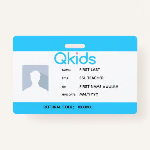QKids ESL-leraar-ID Badge