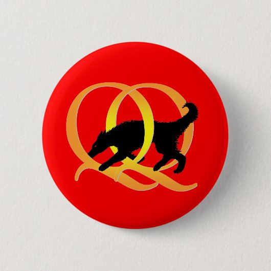 QQ Weaving Dog Ronde Button 5,7 Cm (Voorkant)