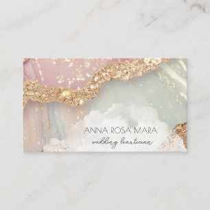 *~* QR Agaat Aqua Mauve Gold Glitter AP66 Luxe Visitekaartje