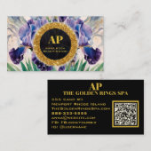 *~ QR AP10 iris Flowers Gold Carte de visite (Devant / Derrière)