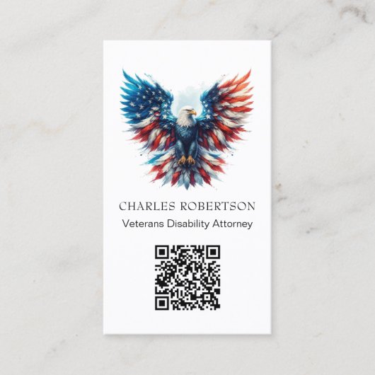 *~* QR AP16 Amerikaanse vlag kale adelaar foto Visitekaartje (Voorkant)