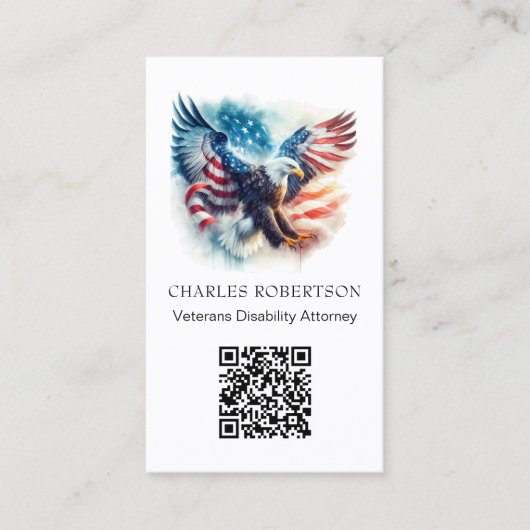 *~* QR AP16 Amerikaanse vlag kale adelaar - Foto Visitekaartje (Voorkant)