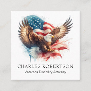 *~* QR AP16 Amerikaanse Vlag USA . zeearend Vierkante Visitekaartje