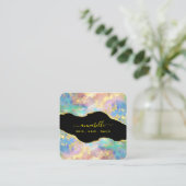 *~* QR - AP26 OPAL Rainbow Gold Glitter Etheral Vierkante Visitekaartje (Staand voorkant)