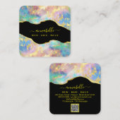 *~* QR - AP26 OPAL Rainbow Gold Glitter Etheral Vierkante Visitekaartje (Voorkant / Achterkant)