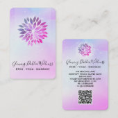 *~* QR AP2 Mandala Dahlia Pastel Blue Pink Ombre Visitekaartje (Voorkant / Achterkant)