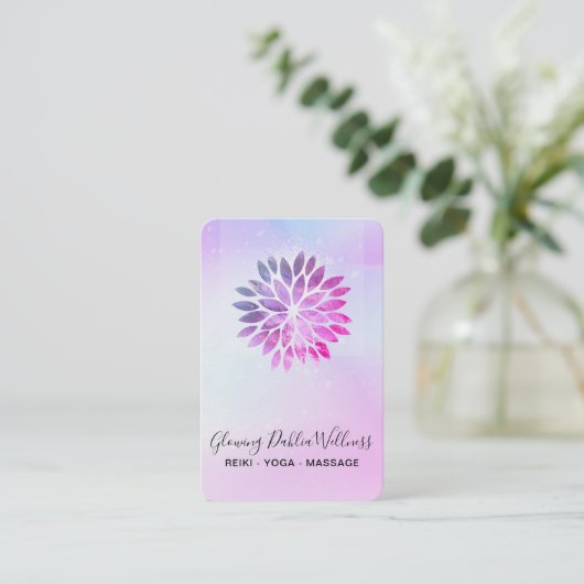 *~* QR AP2 Mandala Dahlia Pastel Blue Pink Ombre Visitekaartje (Staand voorkant)