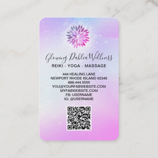 *~* QR AP2 Mandala Dahlia Pastel Blue Pink Ombre Visitekaartje (Achterkant)