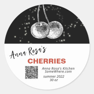 ~* QR AP30 CHERRY + GEDEHYDRATEERDE CONSERVENVRIES RONDE STICKER