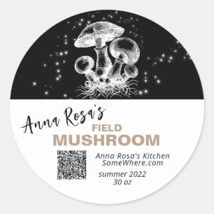 *~* QR AP30-MUSHROOM - GEDEHYDRATEERDE KANNEN VRIJ RONDE STICKER